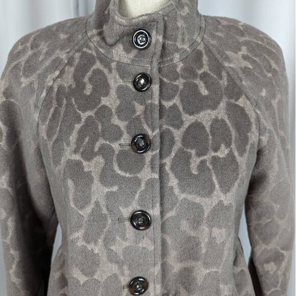 Rebecca Taylor Wool and Angora Blend Animal Print Peplum Jacket Blazer Tan 0 - Picture 10 of 14
